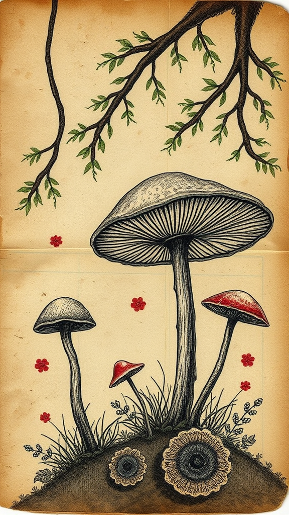 30+ FREE Vintage Mushroom and Forest Ephemera for Your Junk Journal