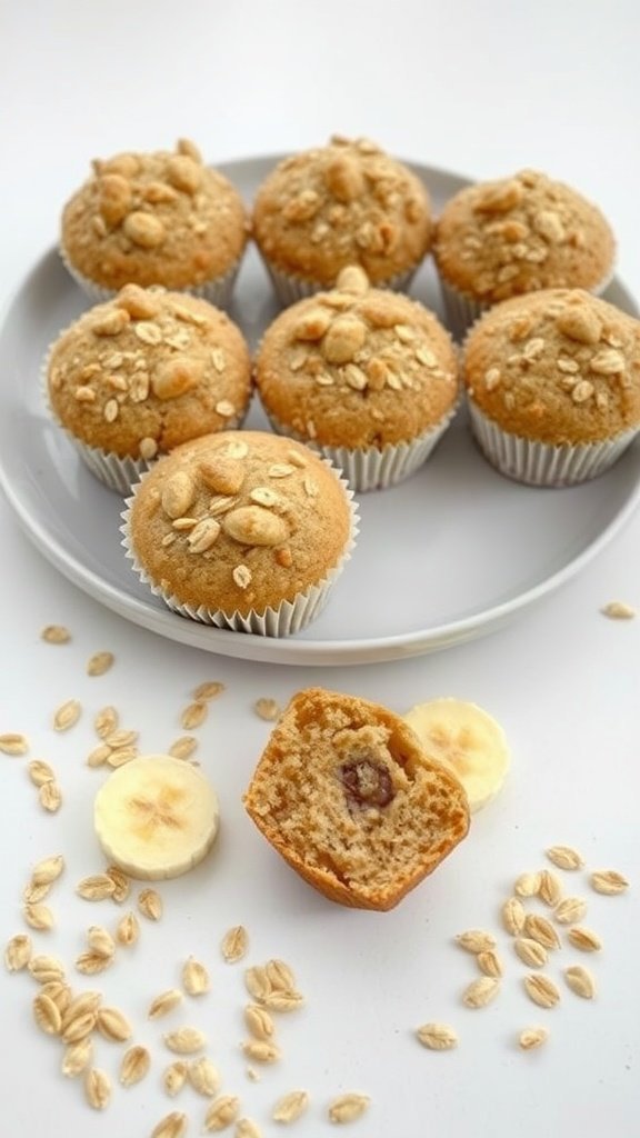 Delicious banana oatmeal muffins on a plate